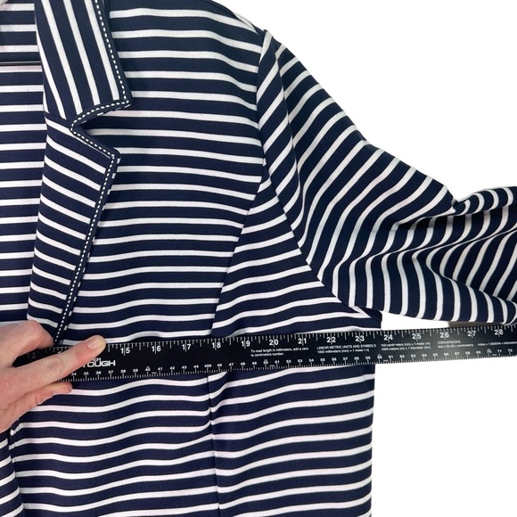 CJ Banks Navy White Stripe Single Button Long Sleeve Notched Lapel Blazer 2X - Picture 12 of 12